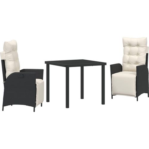 Möbel 3-teilige Gartentischgruppe Schwarz Poly-Rattan - Gartenstühle 3380526