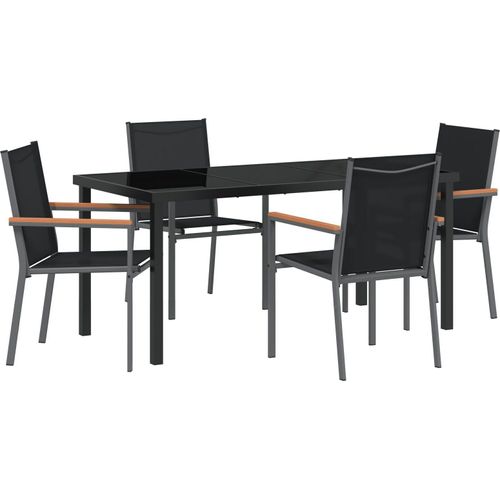 Möbel Set aus 3 Schwarz Textilene und pulverbeschichteter Stahl - Gartenstühle 3379089