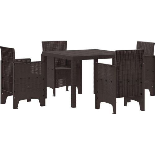 Möbel 5-teiliges Garten Essset Braunes Poly Rattan - Gartentische 3378537