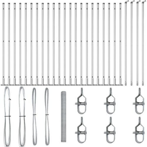 Möbel Sechseckzaun 1,6x50 m Verzinkter Stahl, Zaunpfosten mit Fundamentplatten 13 Stück Ø32mm 88,5cm Verzinkter Stahl - Zaunzubehör 3353850