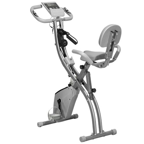 Heimtrainer X-Bike 2-in-1 Fahrradtrainer klappbar mit LCD-Display 8-stufigem Magnetwiderstand Spannseil aus Stahl Grau 97x51x115 cm