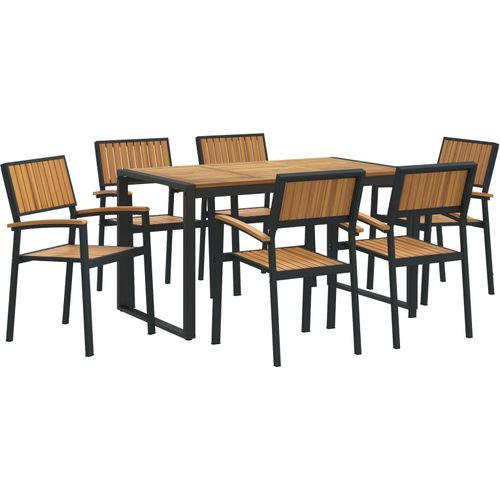 7-teilige Gartenset Massivholz Akazie und Metall, Gartentische DesignMöbel Neu