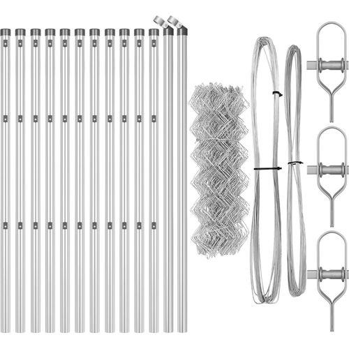 Drahtzaun Grau Set aus 2 Galvanisierter Stahl 25 m x 0,8 m, Drahtzäune DesignMöbel Neu