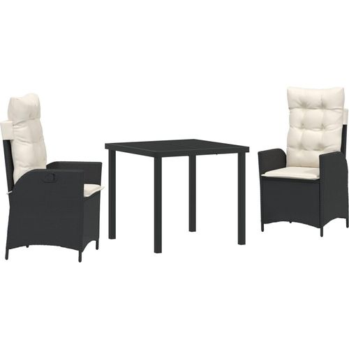 Set aus 2 Schwarz PE-Rattan Mittel Verstellbare Armlehnen, Gartenstühle DesignMöbel Neu