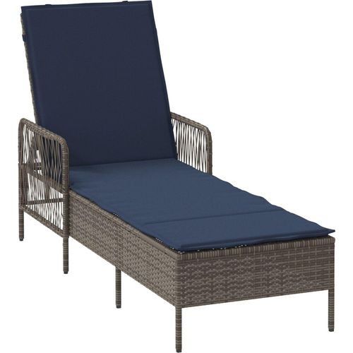 Sonnenliege Grau PE Rattan 157 x 55 x 92 cm Faltbar Sonnenliege, Gartenliegen DesignMöbel Neu