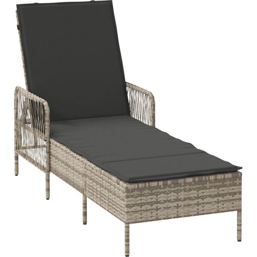 Sonnenliege Hellgrau PE Rattan 157 x 55 x 92 cm Faltbar, Gartenliegen DesignMöbel Neu