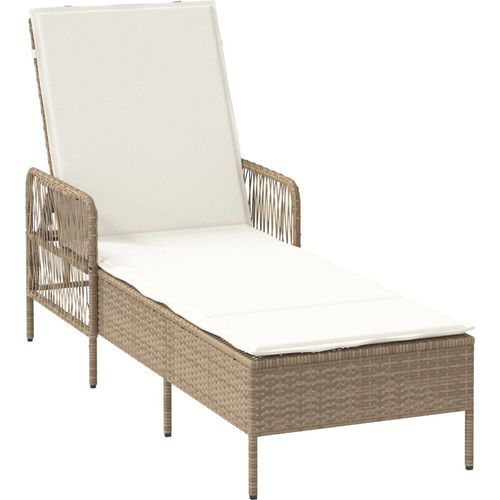 Sonnenliege Beige und cremeweiß PE Rattan 157 x 55 x 92 cm, Gartenliegen DesignMöbel Neu