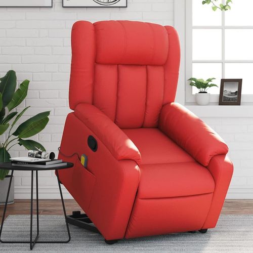 Massagesessel mit Aufstehhilfe Rot Kunstleder, Klassische Sessel DesignMöbel Neu