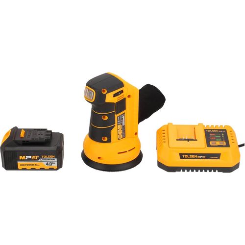 Tolsen 20V Akku-Schleifmaschine – Inkl. 1x 4,0 Ah Akku, 1x Schnellladegerät & Zubehör