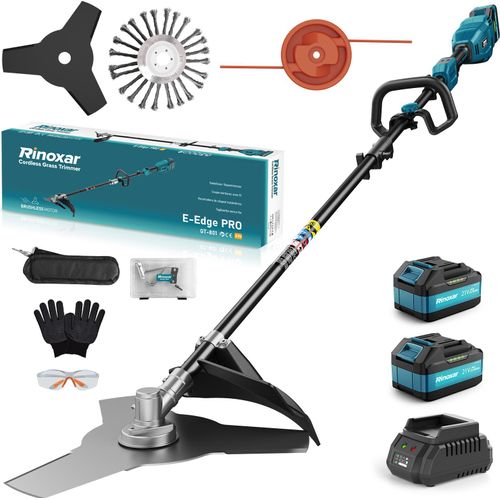 700W Akku Freischneider All-in-One: 2x 5200mAh Akku, Bürstenlos, Unkrautbürste/Messer, Teleskop mit Zusatzgriff