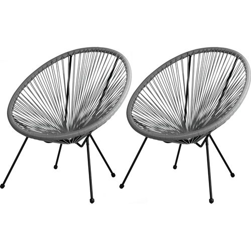 2 x Design Sessel CAPANA grau Acapulco Sessel für Garten und Terrasse - Gartensessel Design - Gartenstuhl für Innen und Außen - Retro-Gartenstühle