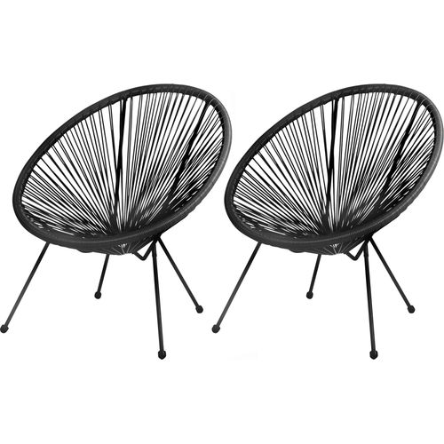 1 x Design Sessel CAPANA schwarz Acapulco Sessel für Garten und Terrasse - Gartensessel Design - Gartenstuhl für Innen und Außen - Retro-Gartenstühle