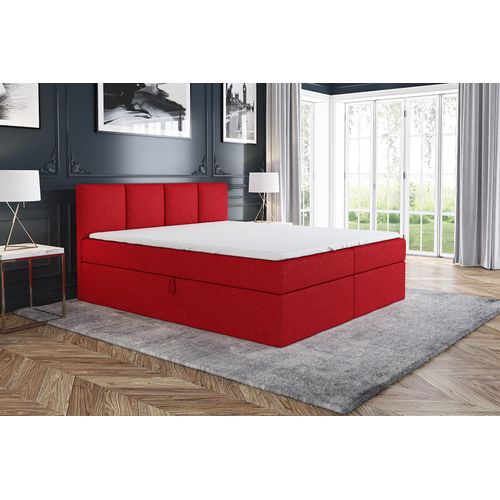 Boxspringbett ABI 180 x 200 mit 2 Bettkästen, Bonell-Matratze und Topper. Farbe: Rot