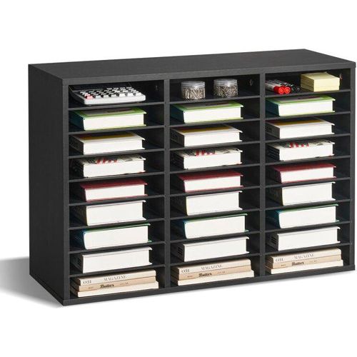 Holz Literatur Organizer mit 27 Fächern - Herausnehmbare Holzregale in Schwarz