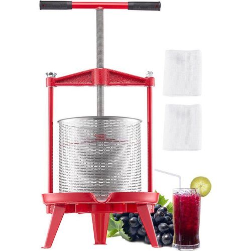 Manuelle Obstweinpresse 14L - Edelstahl Apfelmühle mit T-Griff - Professionelle Saftpresse für Obstweinherstellung