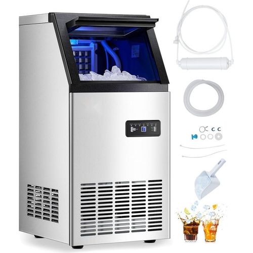 Kommerzieller Eisbereiter - Freistehende Eismaschine 49,9kg/Tag - LED Anzeige - Gewerbliche Eiswürfelmaschine