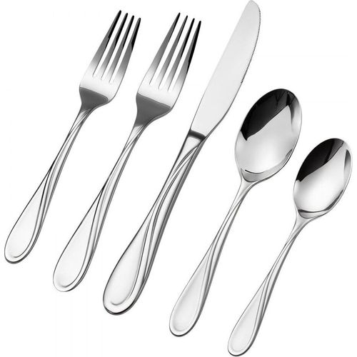 45-teiliges Edelstahl Besteckset - Essbesteck mit Messer, Gabel, Löffel - Hochwertiges Edelstahl Besteck