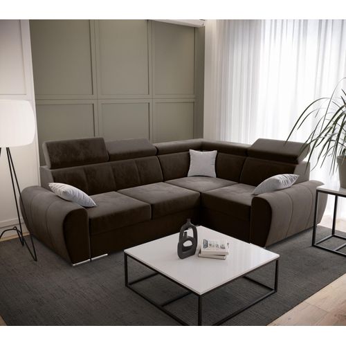 Ecksofa 255 cm Rechte Seite Grau Braun Monolith 20 Apollo KN08