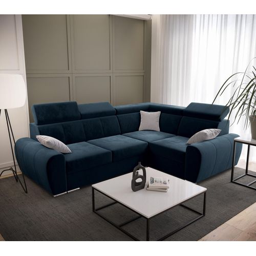 Ecksofa 255 cm Rechte Seite Dunkelblau Monolith 77 Apollo KN08