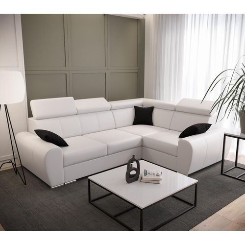 Ecksofa 255 cm Rechte Seite Kunstleder Weiß Apollo KN08