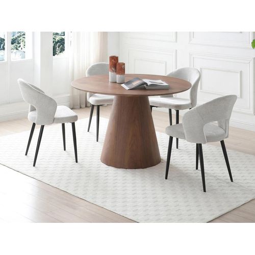 Set Tisch ANTALIZA + 4 Stühle NIYAMA - Holzfarben dunkel & Grau