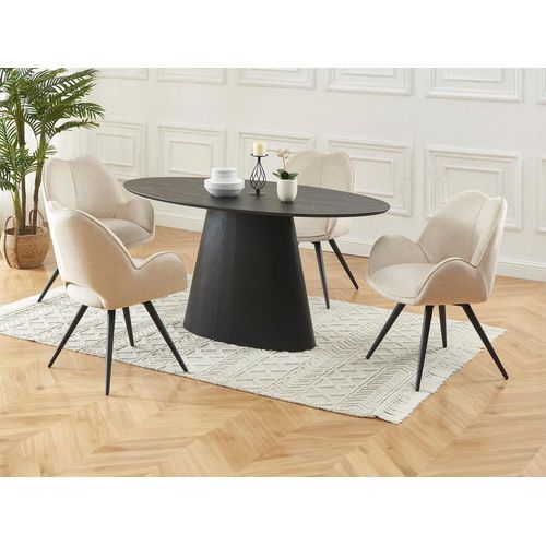 Set Tisch ANTELADA + 4 Stühle GULSUN - Schwarz & Beige
