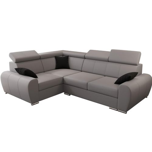 Ecksofa 255 cm Links Seite Kunstleder Grau Apollo KN08