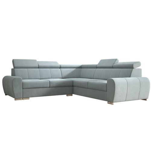 Ecksofa 255 cm Leder Bleu Rechte Seite Apollo KN09