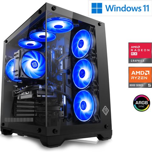 Gaming PC, AMD Ryzen 5 8400F, 4200 MHz, Radeon RX 9070, 16 GB DDR5, 1000 GB, Windows 11 Home, USB 3.2 | M12200H