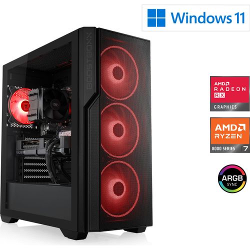 Gaming PC, AMD Ryzen 7 8700F, 4100 MHz, Radeon RX 9070 XT, 32 GB DDR5, 2000 GB, Windows 11 Home, USB 3.2 | M12280H