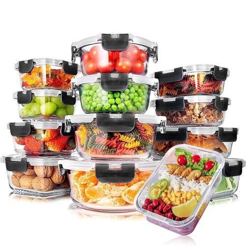 Frischhaltedose,12-teiliges Vorratsdosen-Set aus Glas,Brotdosen, luftdicht und stapelbar,Vorratsdosen für Kühlschrank, Mikrowelle und Gefrierschrank