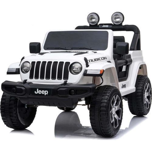 RIRICAR Elektroauto für Kinder 12V Jeep Wrangler, Weiß, kinder elektroauto 2 sitzer mit 2,4-GHz-Fernbedienung, Radio mit Bluetooth- und USB-Eingang, Lithium-Akku, Eva-Räder, elektrofahrzeug kinder ab 3-8 jahre