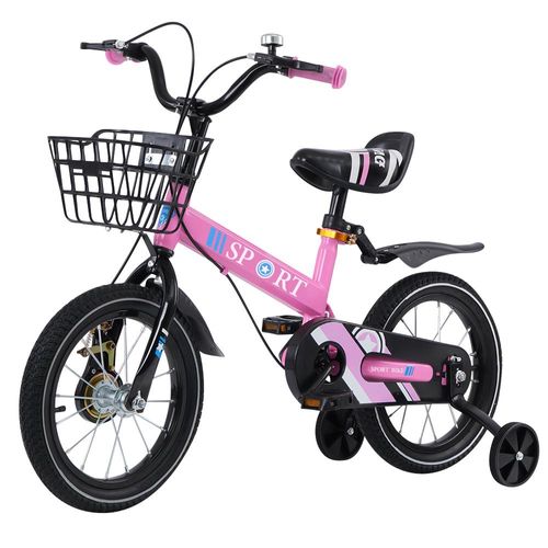 14 Zoll Kinderfahrrad für 3-7 Jahre Mädchen,Fahrrad Kinderrad Mit Stützrädern und Korb,HöHenverstellbar Kinderfahrräder für Schulung Outdoor Reiten