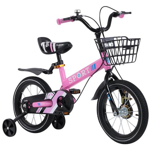 16 Zoll Kinderfahrrad Jungenfahrrad Lernfahrrad mit Stützrädern Jungen Mädchen fahrrad Rosa