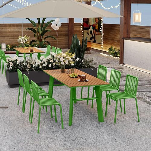 Gartenmöbelgarnitur,Gartenmöbelset 7tlg,Outdoor Essgruppe Tisch und Stuhlkombination Set,Set aus einem Tisch 160x80x75cm und 6 Stühlen Grün /YZLY6/