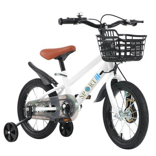 Supfine Kinderfahrrad 12 Zoll Kinder Fahrrad mit Kettenschutz Weiß