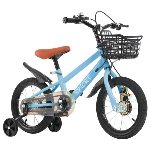 Supfine Kinderfahrrad 14 Zoll Kinder Fahrrad mit Kettenschutz Blau