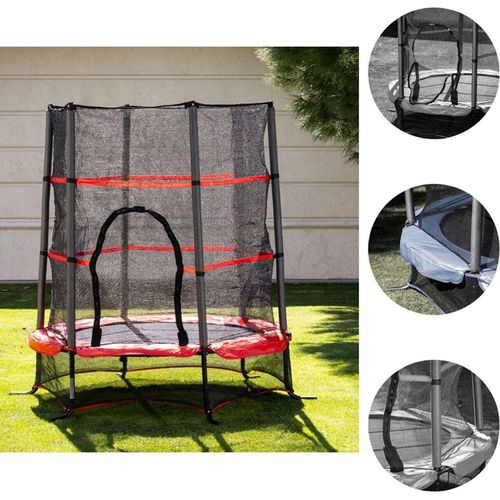 Chipolino Kindertrampolin Up und Down 140cm Sicherheitsnetz Gummibänder bis 27kg rot