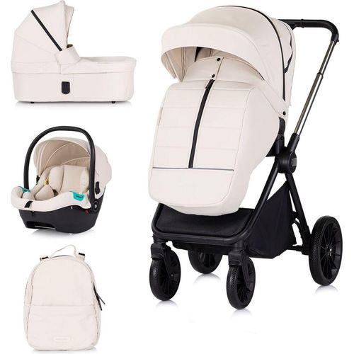 Chipolino Kombikinderwagen Encanto 3 in 1 Babyschale i-Size Babywanne Sportsitz creme