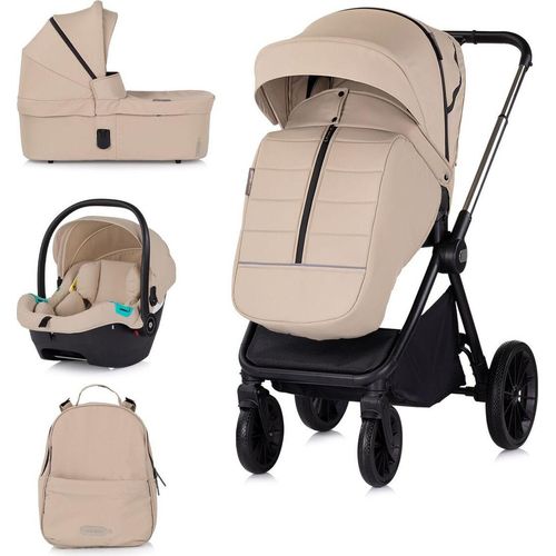Chipolino Kombikinderwagen Encanto 3 in 1 Babyschale i-Size Babywanne Sportsitz beige