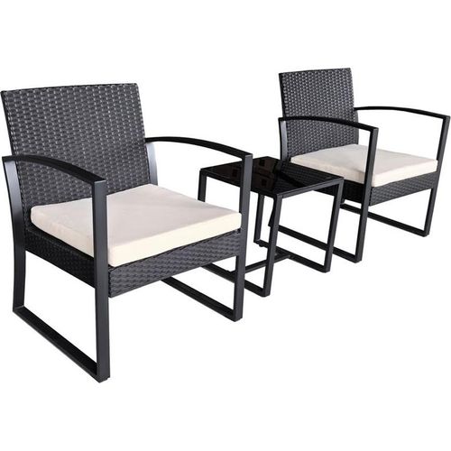 CHILLROI 3tlg. Gartenset Balkonset schwarz
