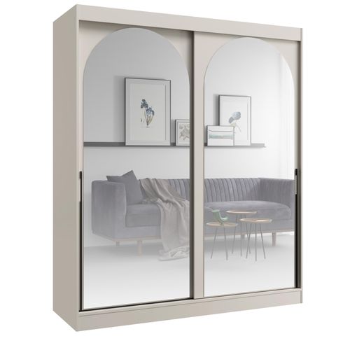 PAWS MÖBEL Kaschmir Schiebeschrank 180x215x65 MONIDO mit Spiegeln modern funktionell, Schlafzimmerschrank, Kabinett