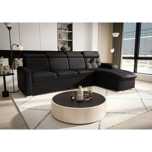 Ecksofa 315 cm Schwarz Kunstleder Rechts Kongo RBN10