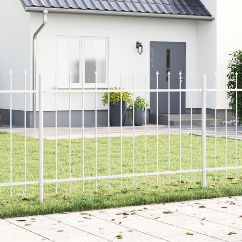 Gartenzaun mit Speer-Spitze Weiß 11,9x0,8 m Stahl, Drahtzäune DesignMöbel Neu