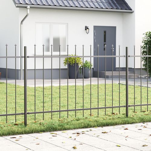 Gartenzaun mit Speerspitzen Grau 15,3x0,8 m Stahl, Drahtzäune DesignMöbel Neu