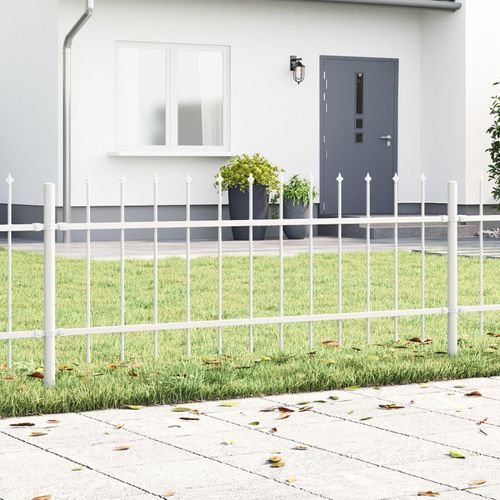 Gartenzaun mit Speerspitzen Weiß 8,5 x 0,6 m Stahl, Drahtzäune DesignMöbel Neu