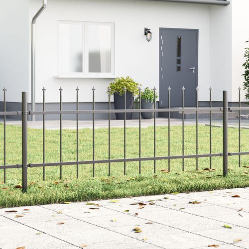 Gartenzaun mit Speerspitzen Grau 10,2x0,6 m Stahl, Drahtzäune DesignMöbel Neu