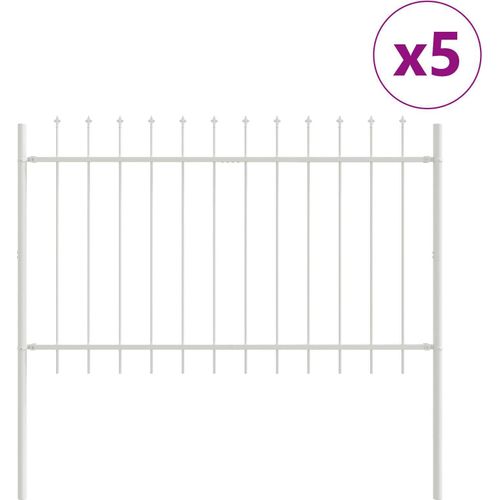 Gartenzaun mit Speeroberkante weiß 8,5x0,8 m aus Stahl, Drahtzäune DesignMöbel Neu