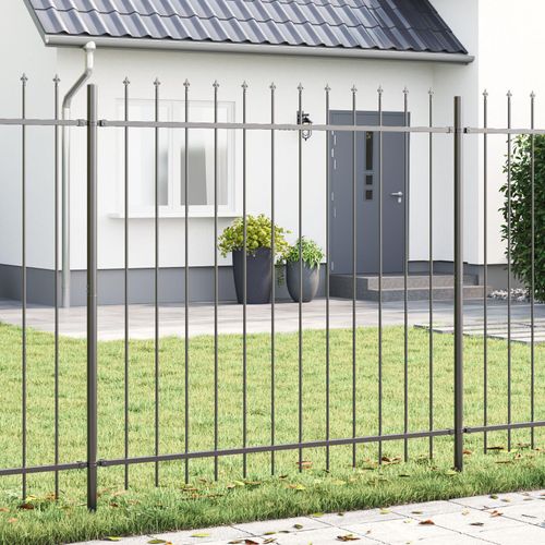 Gartenzaun mit Speerspitzen Grau 15,3x1,5 m Stahl, Drahtzäune DesignMöbel Neu