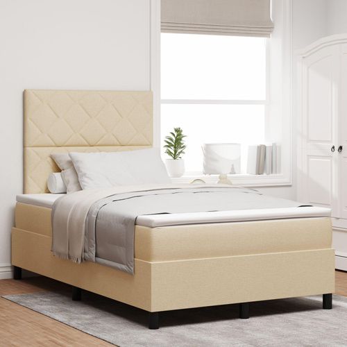Beige Boxspringbett mit Matratze 120x200 cm Stoff, Klassische Betten DesignMöbel Neu